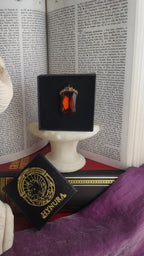 Mystic Baroque Collection – Handmade Bronze Pendant with Intense Amber Octagon Crystal