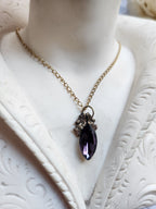 Arcane Resonance Collection – Handmade Bronze Pendant with Purple Navette Crystal