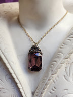 Arcane Resonance Collection – Handmade Bronze Pendant with Dusty Rose Octagon Crystal