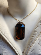 Mystic Baroque Collection – Handmade Bronze Pendant with Brown Octagon Crystal