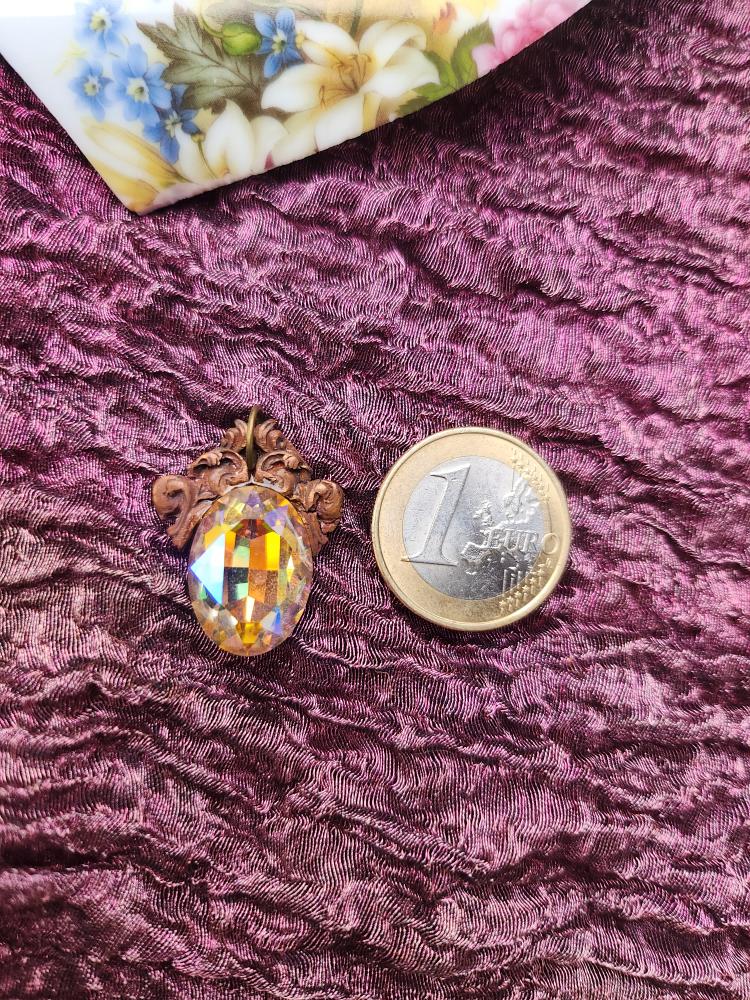 Arcane Resonance Collection – Handmade Copper Pendant with Iridescent Oval Crystal