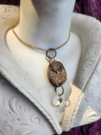 Handmade Roman Bronze Medallion with Iridescent Crystal