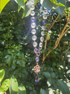 Midnight Garden Necklace – Witchy Bronze Pendant with Purple Crystals – Fairycore Jewelry – Romantic Boho Gift – Rose Amulet