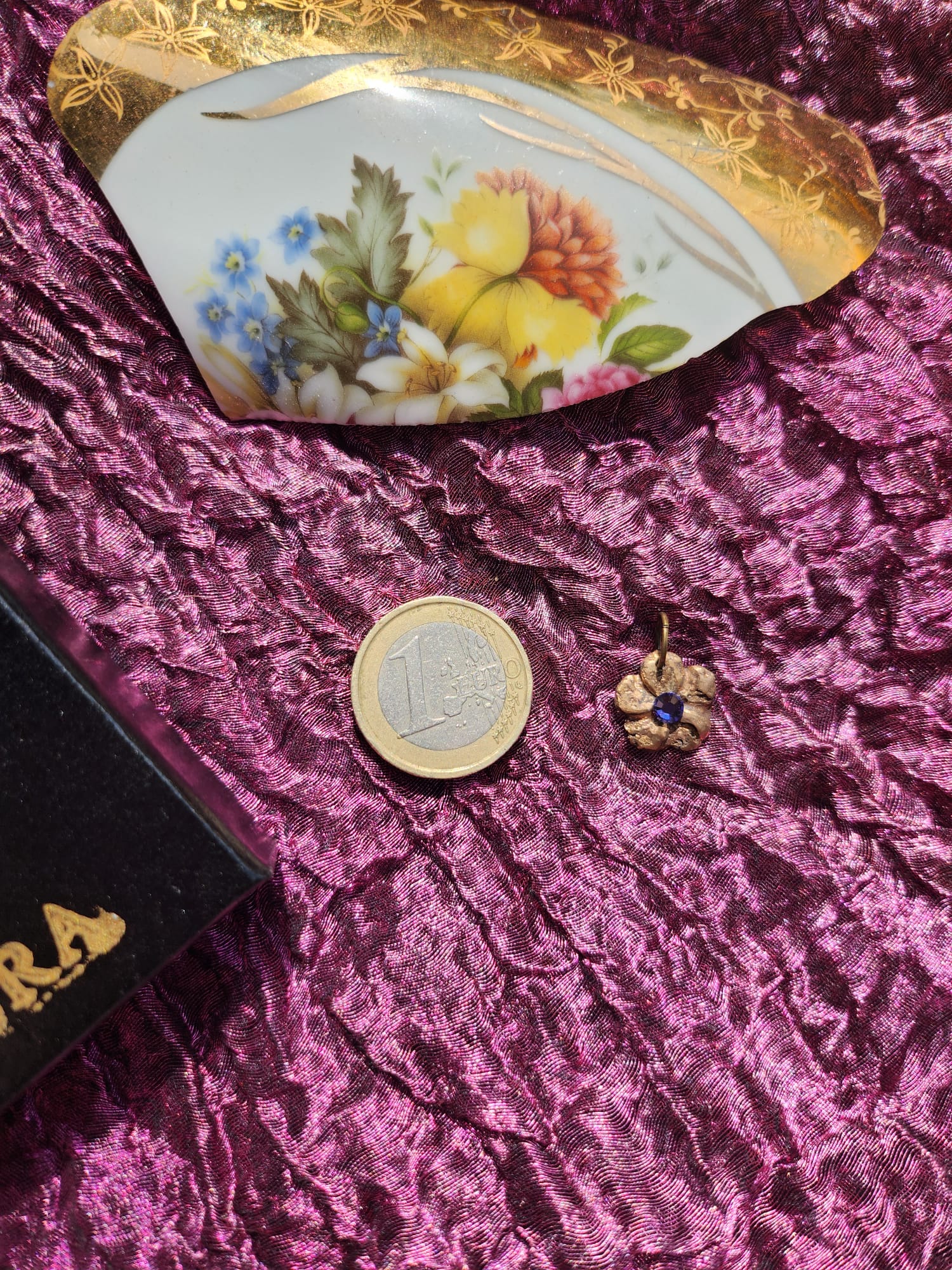 Eternal Bloom Collection – Handmade Bronze Flower Pendant with Tanzanite Crystal