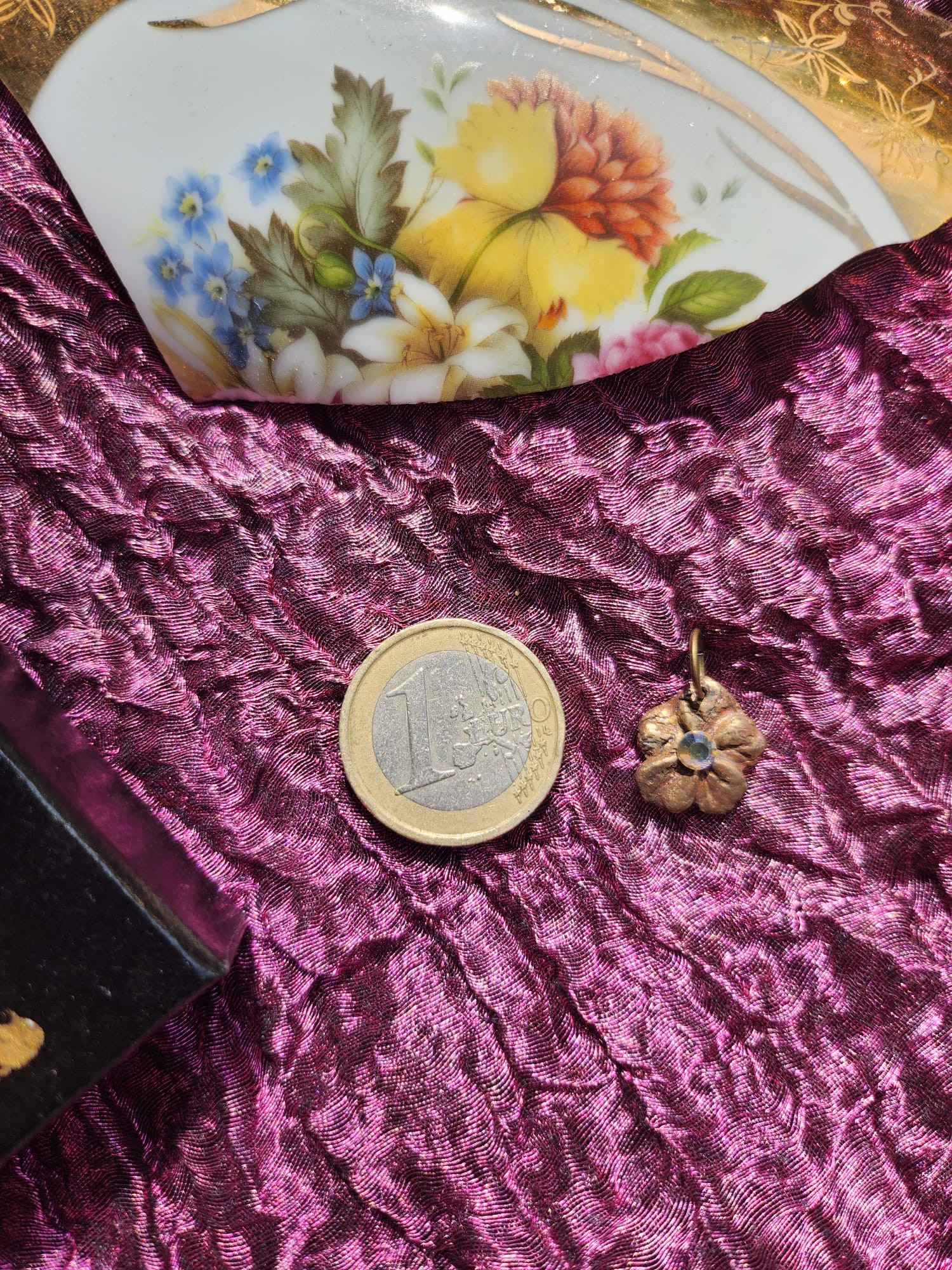 Flower Pendant Necklace – Bronze Cherry Blossom with Yellow Opal Crystal – Romantic Nature Jewelry – Handmade Gift for Her