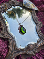 Emerald Green Teardrop Pendant – Bronze Forest Necklace – Witchy Jewelry – Handmade Fairycore Gift