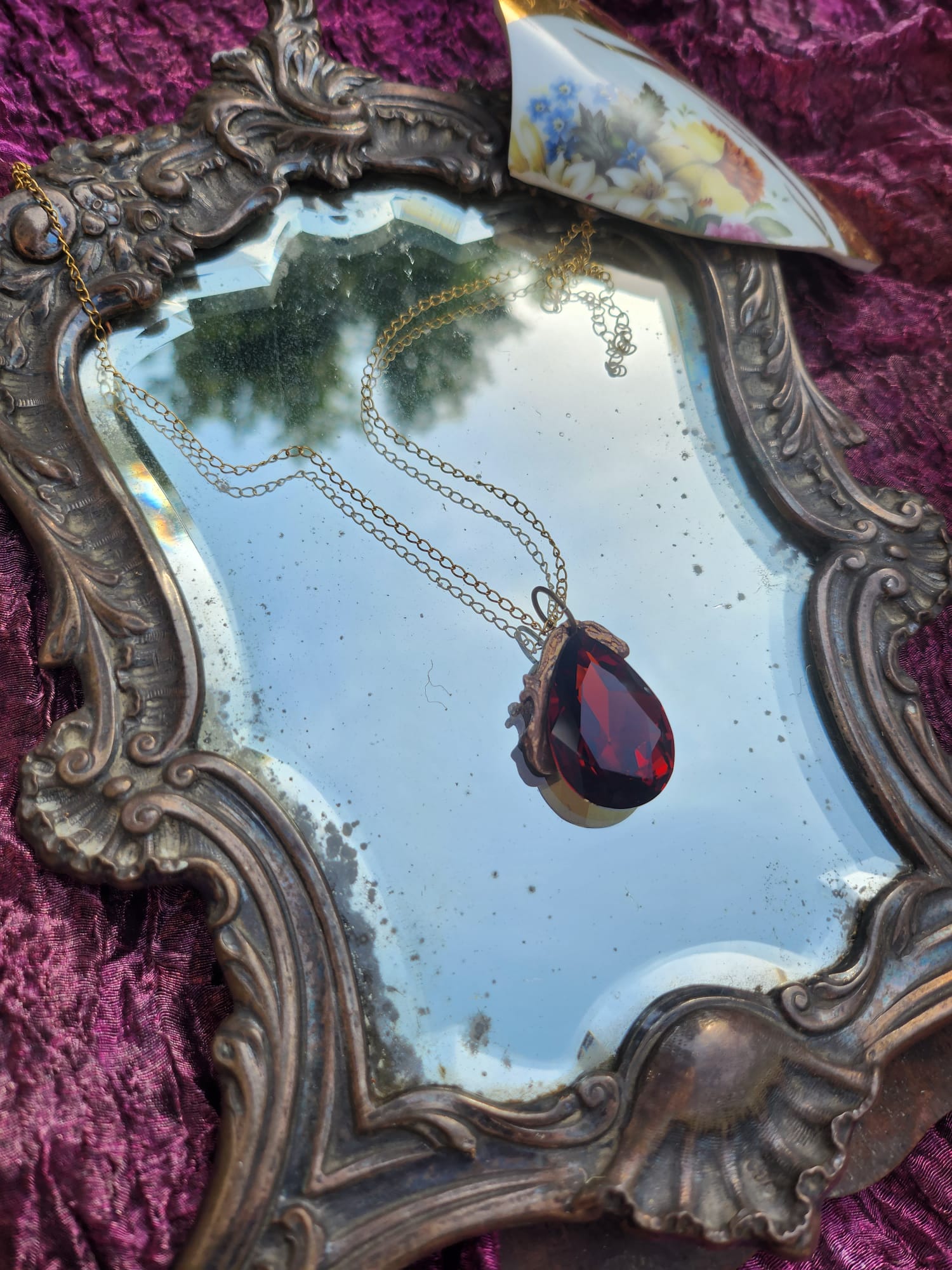 Mystic Baroque Collection – Handmade Bronze Pendant with Brown Teardrop Crystal