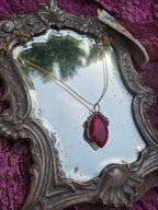 Mystic Marquise Pendant – Red Crystal Bronze Necklace – Passion Witch Jewelry Gift