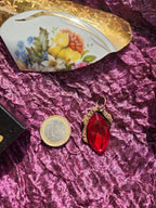 Mystic Marquise Pendant – Red Crystal Bronze Necklace – Passion Witch Jewelry Gift