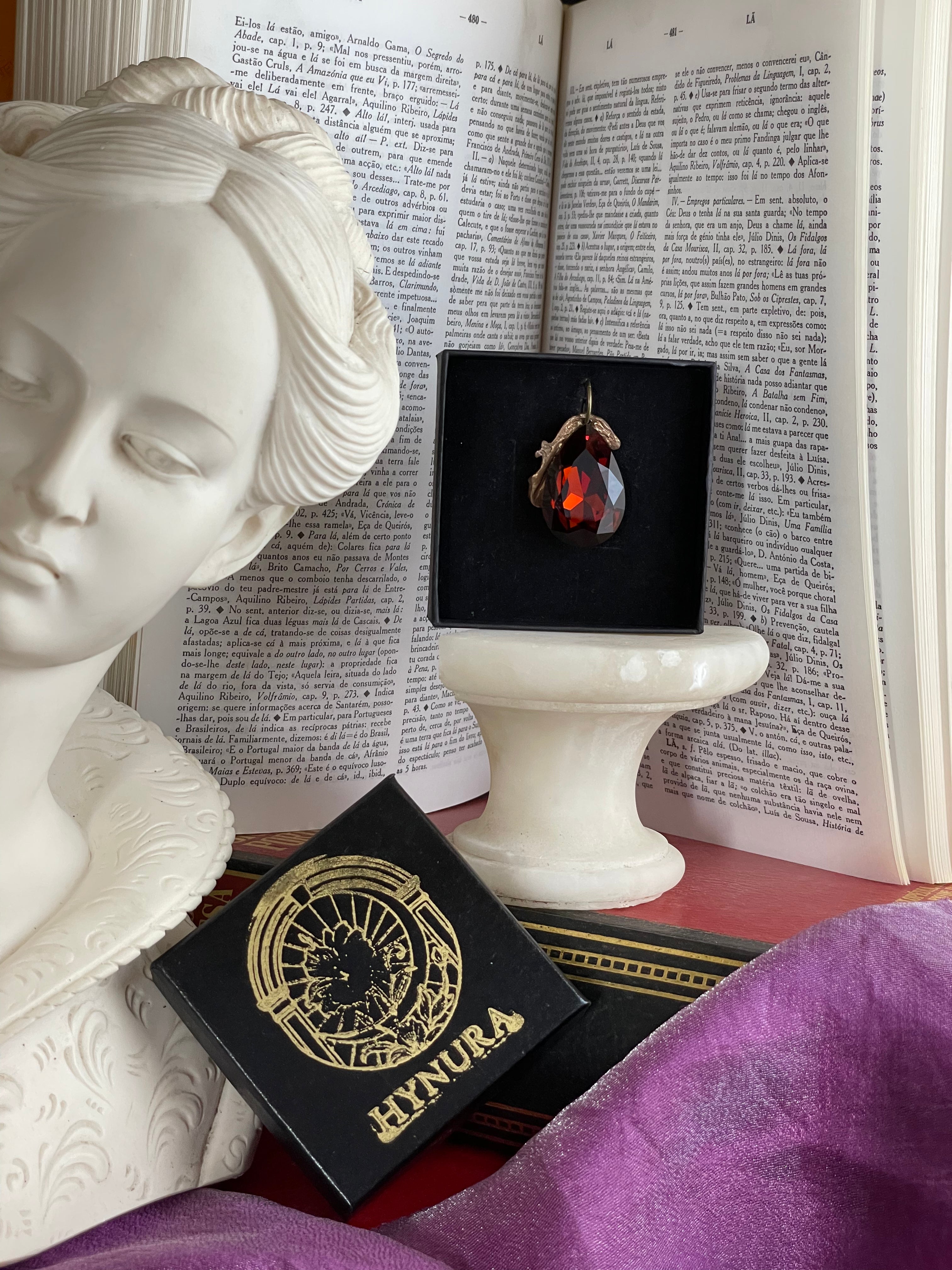 Mystic Baroque Collection – Handmade Bronze Pendant with Brown Teardrop Crystal