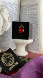 Mystic Baroque Collection – Handmade Bronze Pendant with Red Crystal Marquise-Cut