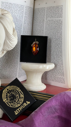 Mystic Baroque Collection – Handmade Bronze Pendant with Amber Crystal Navette