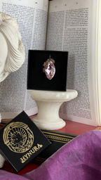 Mystic Baroque Collection – Handmade Bronze Pendant with Light Pink Crystal Navette