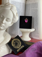 Arcane Resonance Collection – Handmade Bronze Pendant with Fuchsia Oval Crystal