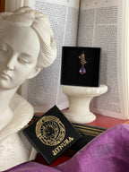 Echoes of Heaven Collection - Handmade Bronze Angel Pendant with Fuchsia Crystal