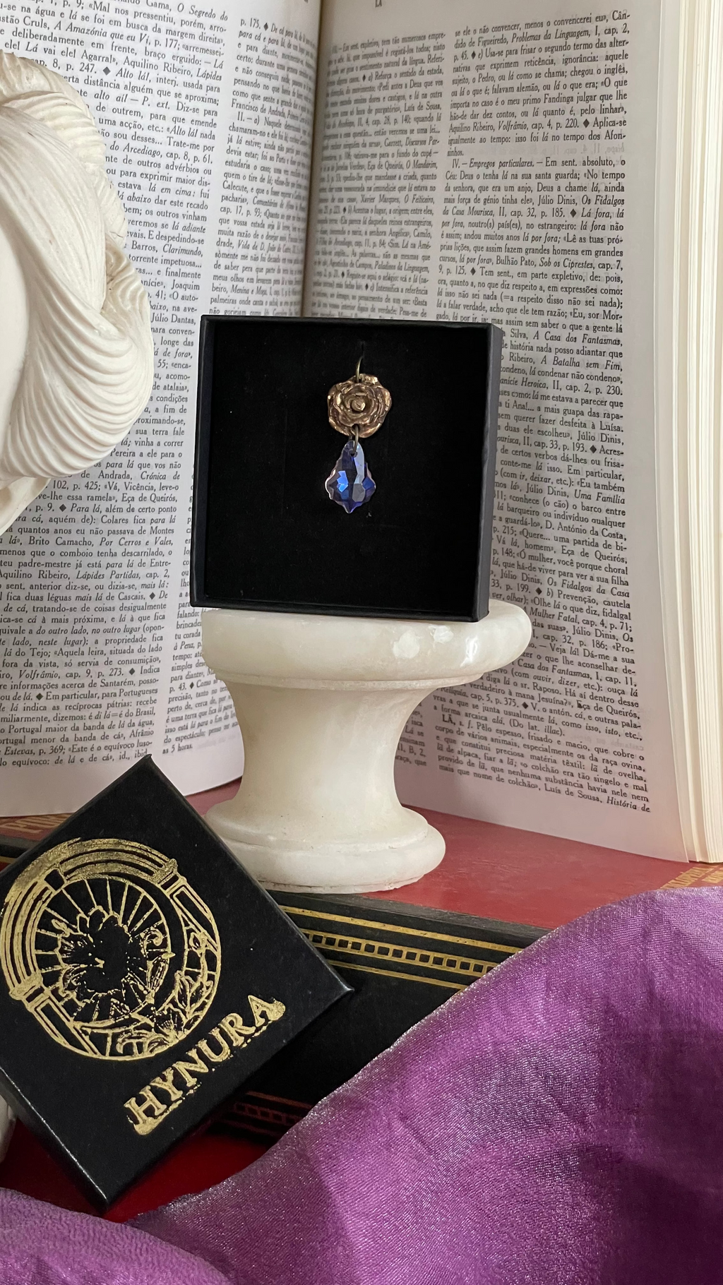 Rosarium Collection - Handmade Bronze Rose Pendant with Pink Crystal