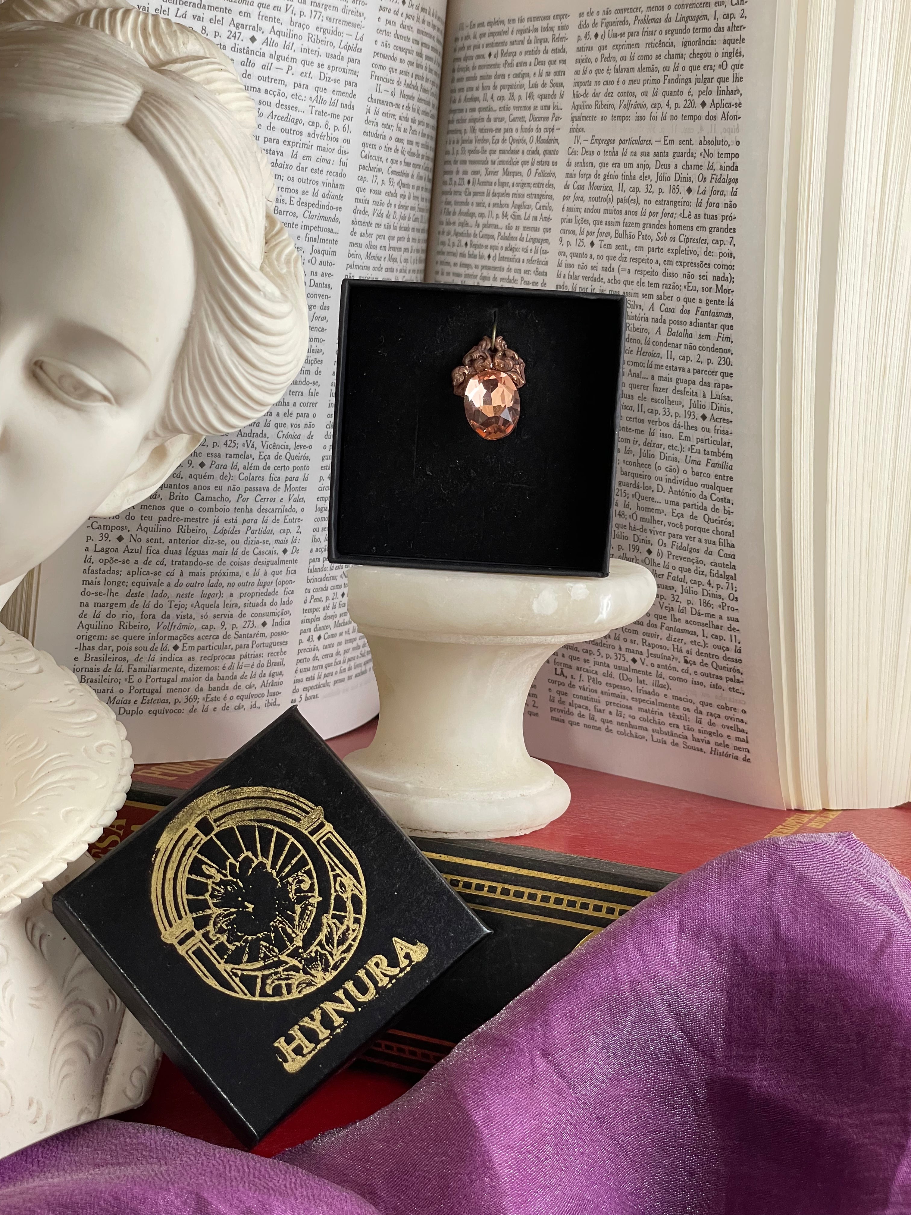 Arcane Resonance Collection – Handmade Copper Pendant with Salmon Oval Crystal