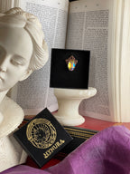 Arcane Resonance Collection – Handmade Copper Pendant with Iridescent Oval Crystal