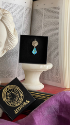 Rosarium Collection - Handmade 999 Silver Rose Pendant with Aquamarine Blue Crystal