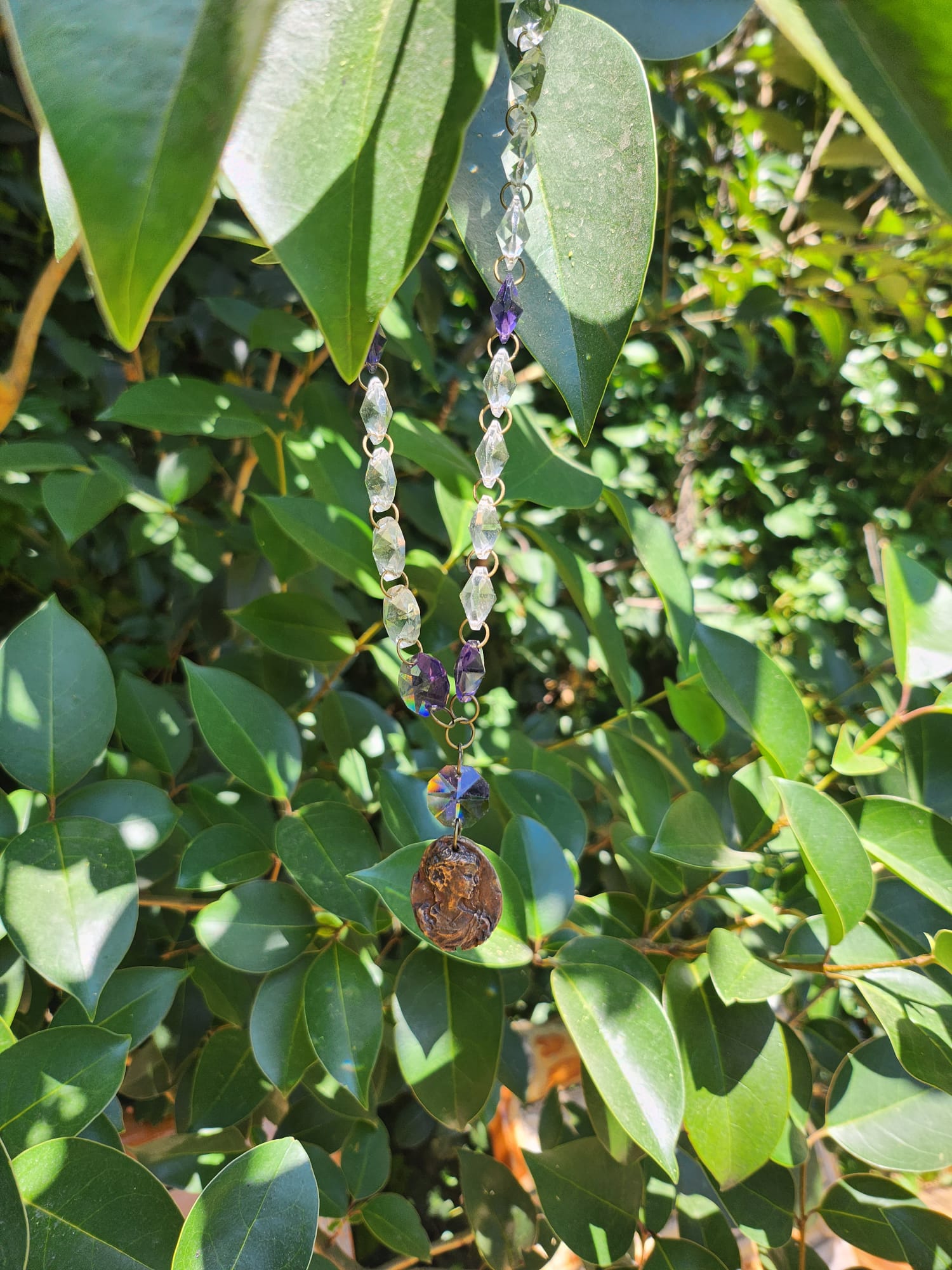 Celestial Talisman Necklace – Fairycore Bronze Pendant – Witchy Crystal Jewelry – Boho Romantic Gift – Enchanted Amulet