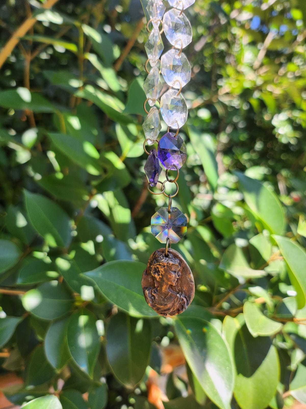 Celestial Talisman Necklace – Fairycore Bronze Pendant – Witchy Crystal Jewelry – Boho Romantic Gift – Enchanted Amulet
