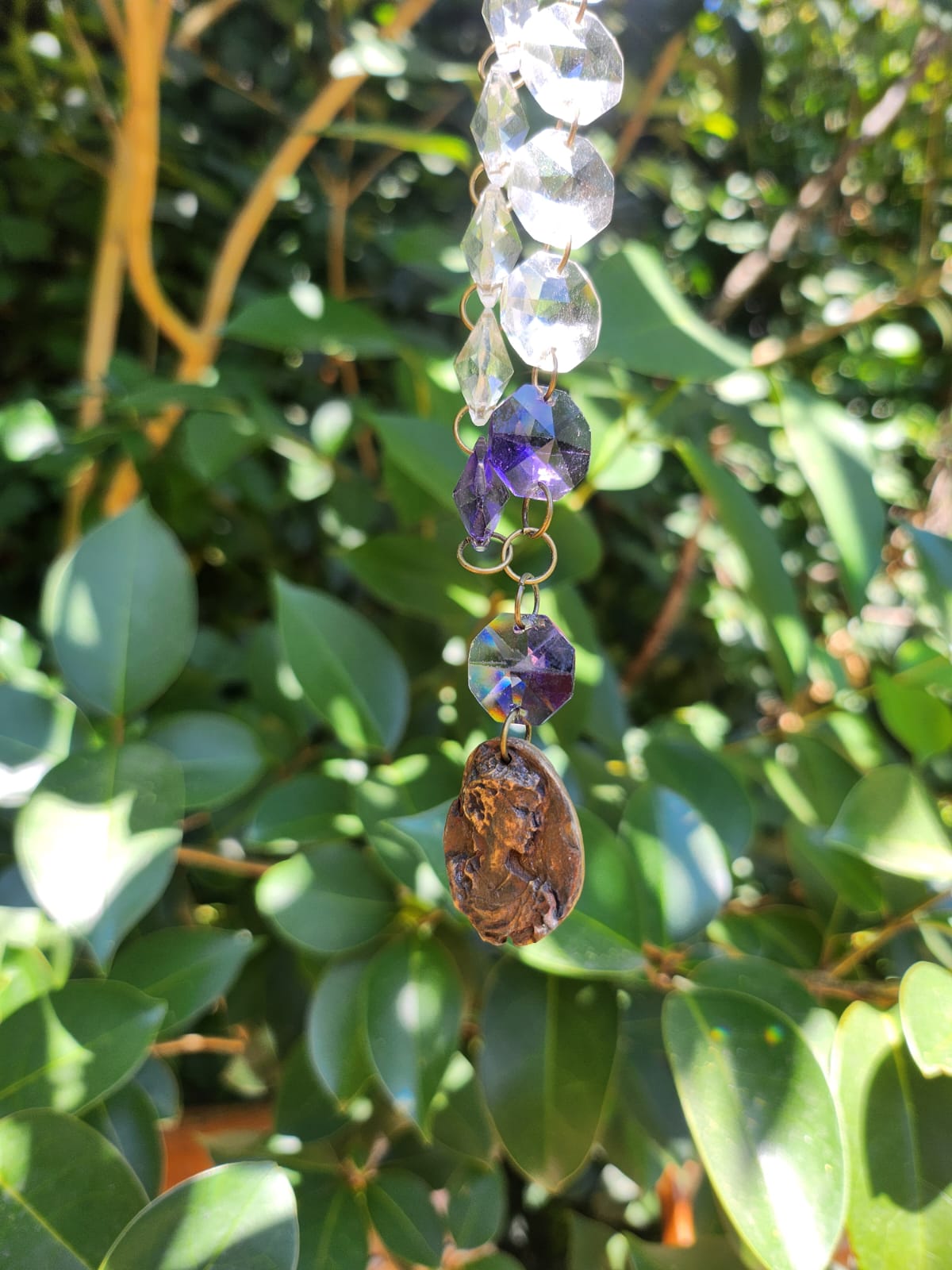 Celestial Talisman Necklace – Fairycore Bronze Pendant – Witchy Crystal Jewelry – Boho Romantic Gift – Enchanted Amulet