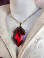 Mystic Marquise Pendant – Red Crystal Bronze Necklace – Passion Witch Jewelry Gift