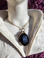 Amethyst Flame Pendant – Deep Purple Bronze Necklace – Vintage Enchanted Jewelry - Handmade Oval Pendant – Colorful Fairycore Charm