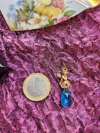 Echoes of Heaven – Bronze Angel Pendant with Sky Blue Crystal - Angelcore Gift – Celestial Spiritual Charm - Guardian Angel Necklace