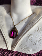 Fuchsia Pink Crystal Pendant – Handmade Bronze Vintage Necklace for Bold & Feminine Style