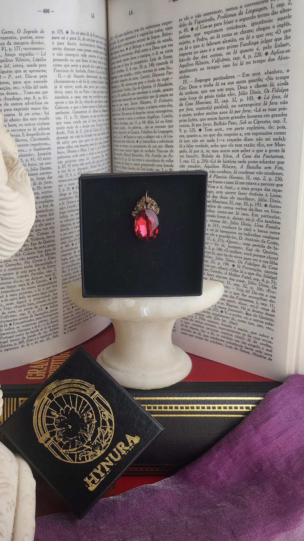 Arcane Resonance Collection – Small Handmade Bronze Pendant with Light Red Oval Crystal