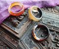 Orange Agate Ring Faceted Cut