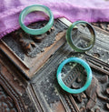 Green Agate Ring Faceted Cut
