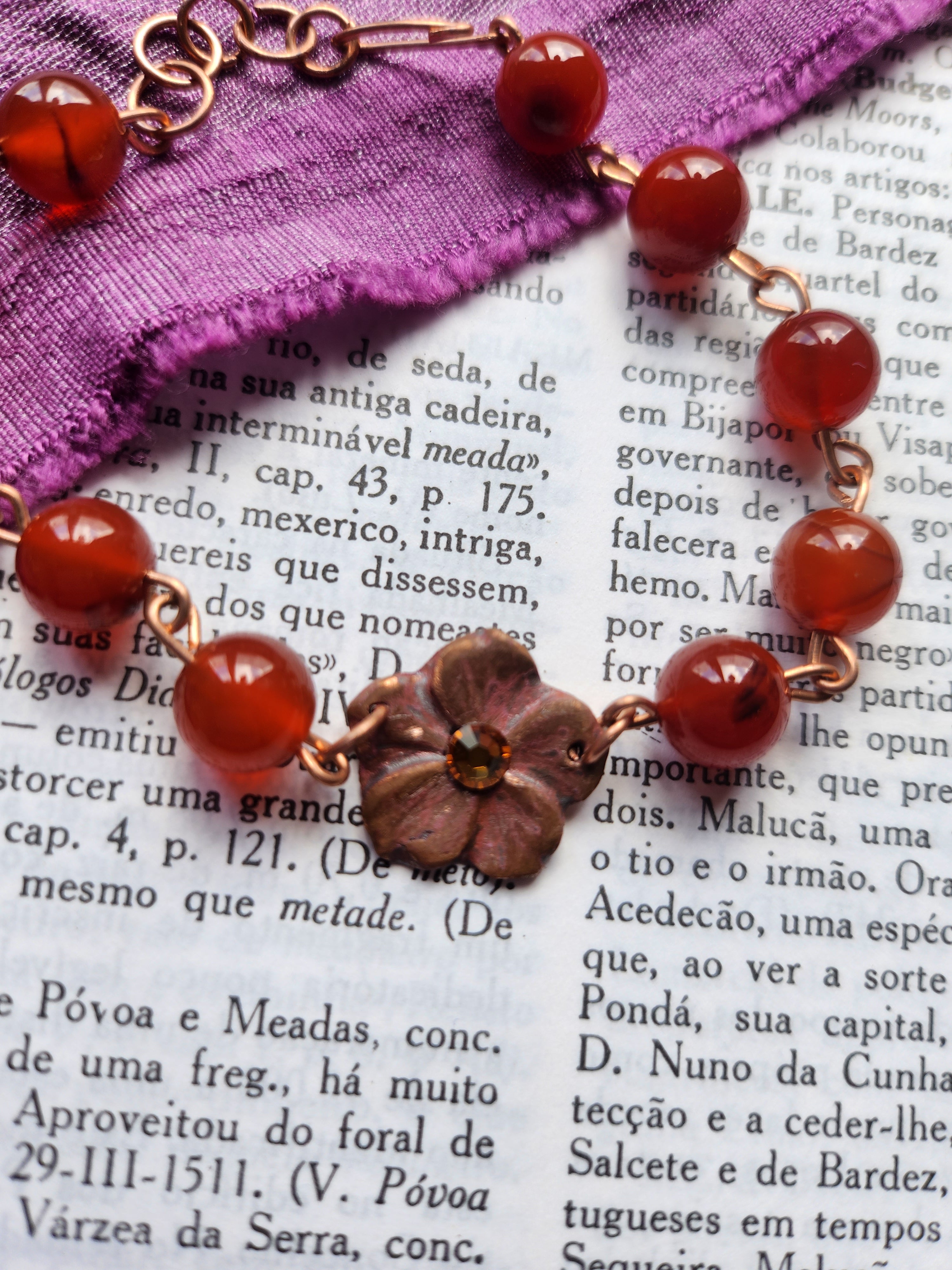 Eternal Bloom Collection - Carnelian & Copper Bracelet