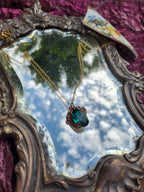 Handcrafted Bronze Pendant with Emerald Green Crystal – Renaissance Gothic Jewelry