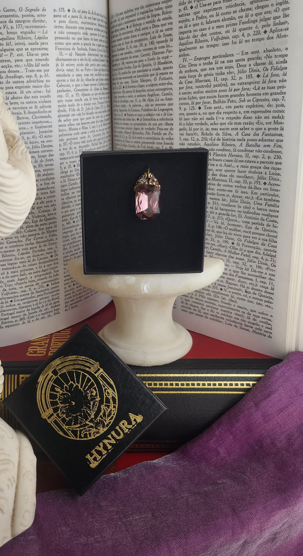 Arcane Resonance Collection – Handmade Bronze Pendant with Dusty Rose Octagon Crystal