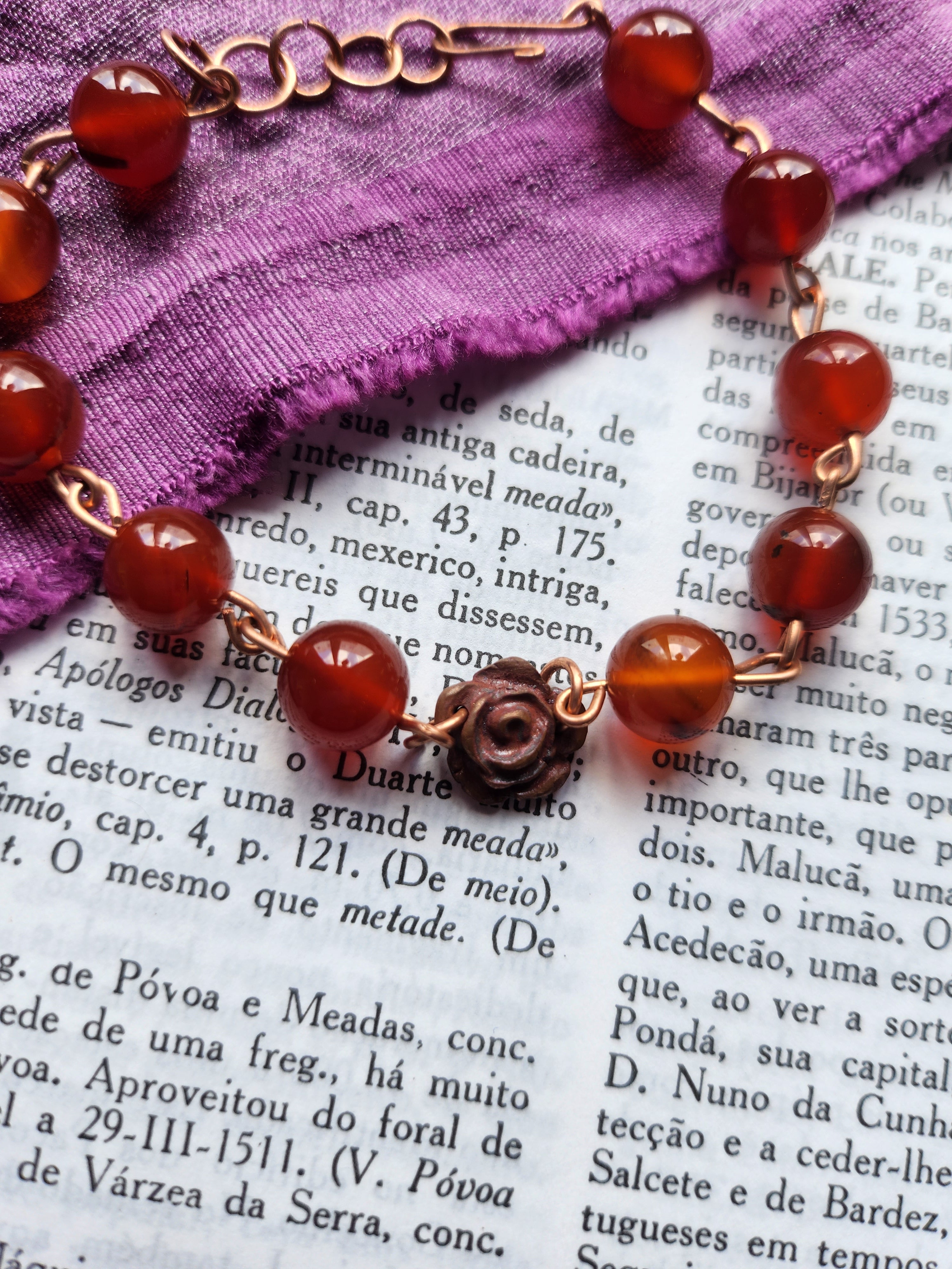 Rosarium Collection - Carnelian & Copper Bracelet