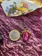 Handcrafted Bronze Pendant with Fuchsia Crystal – Unique Gothic Statement Jewelry
