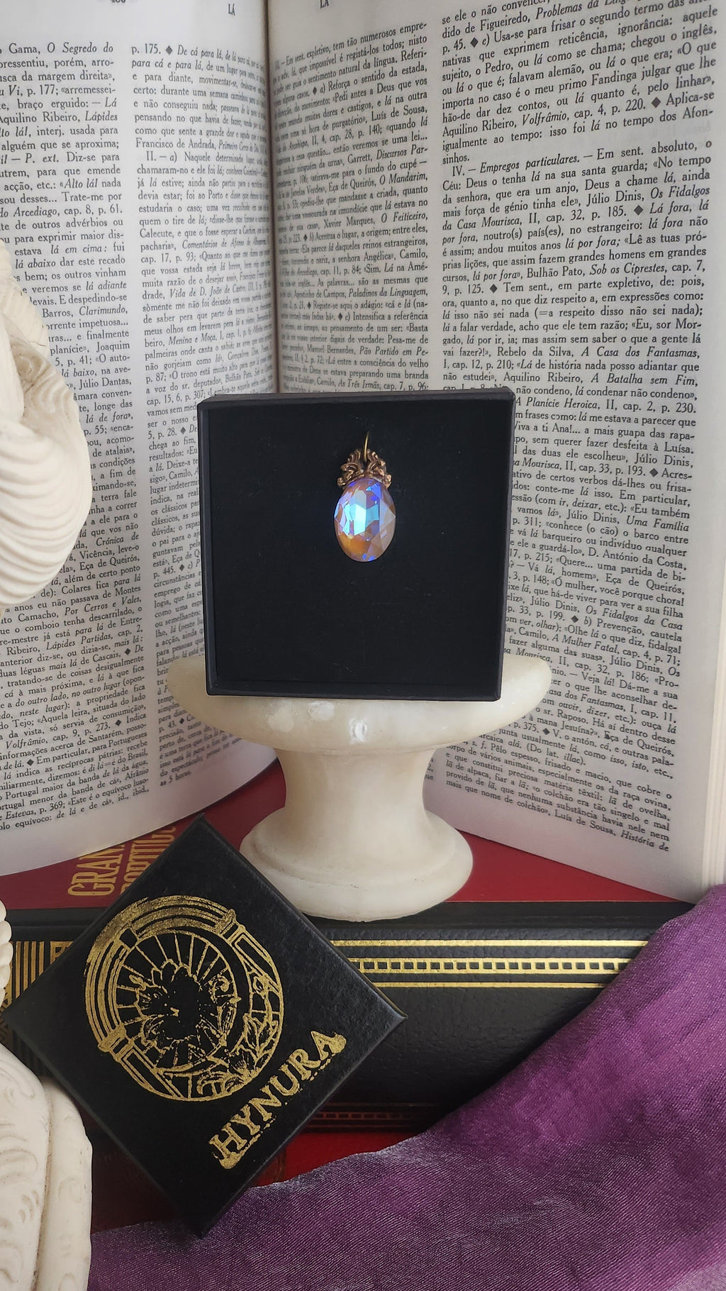 Arcane Resonance Collection – Small Handmade Bronze Pendant with Iridescent Oval Crystal