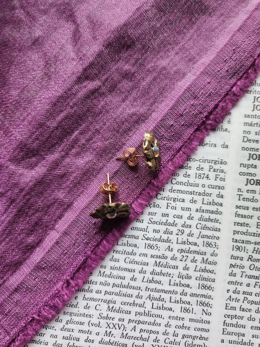 Eternal Bloom Collection – Handmade Bronze Flower Earrings with Yellow Opal Crystal