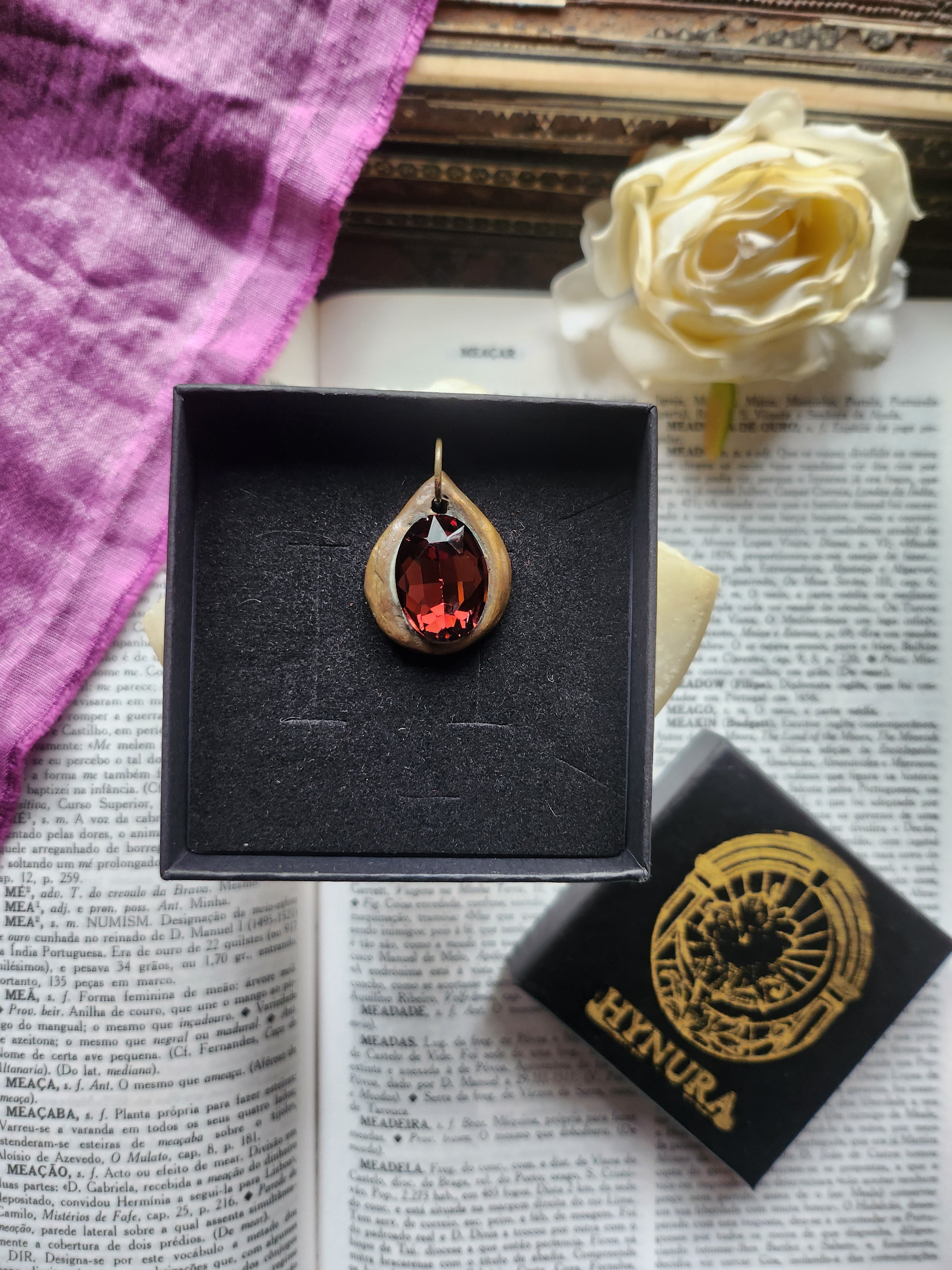 Handmade Bronze Pendant with Brown Crystal Pendant