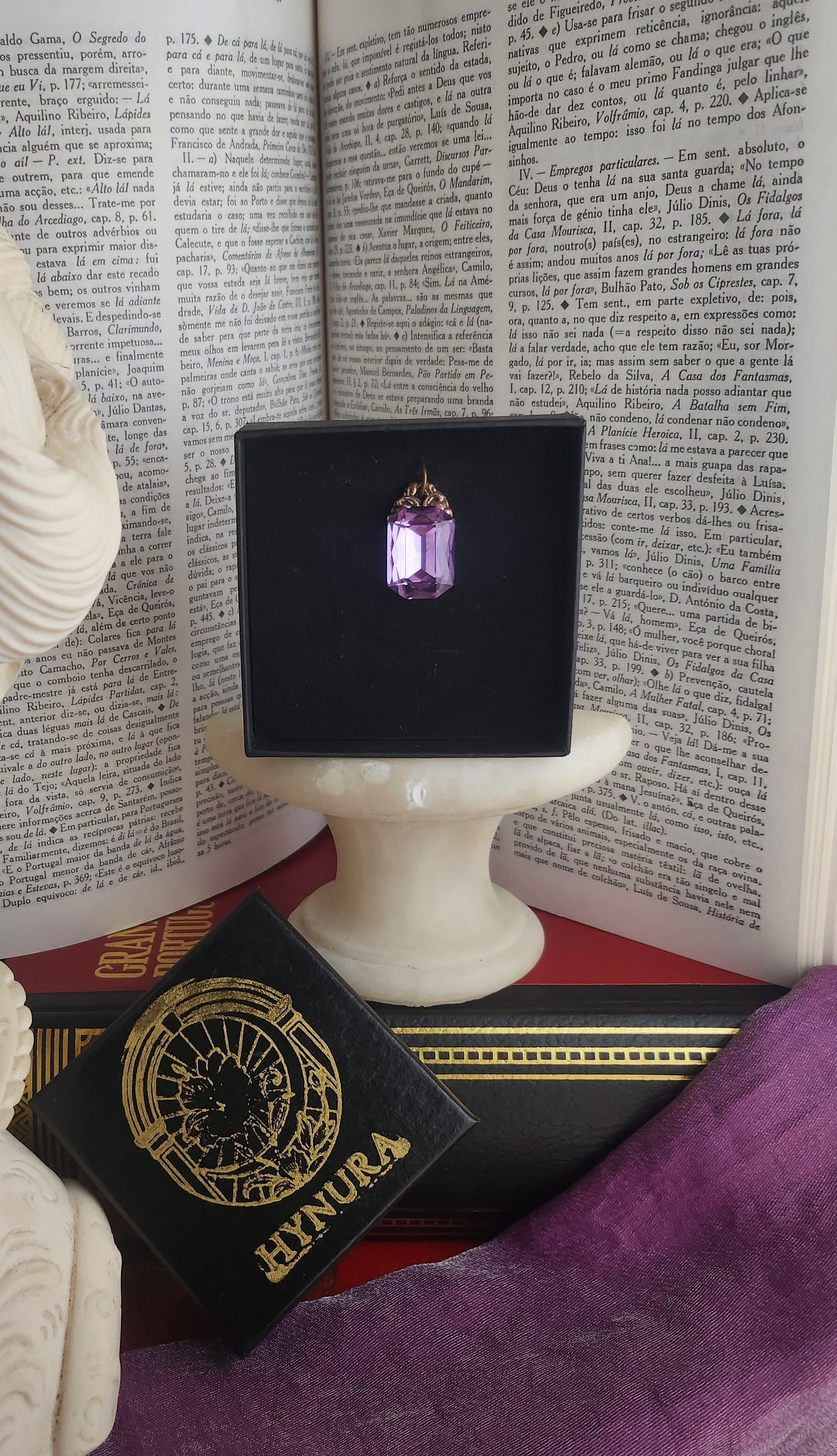 Arcane Resonance Collection – Handmade Bronze Pendant with Lavender Pink Octagon Crystal