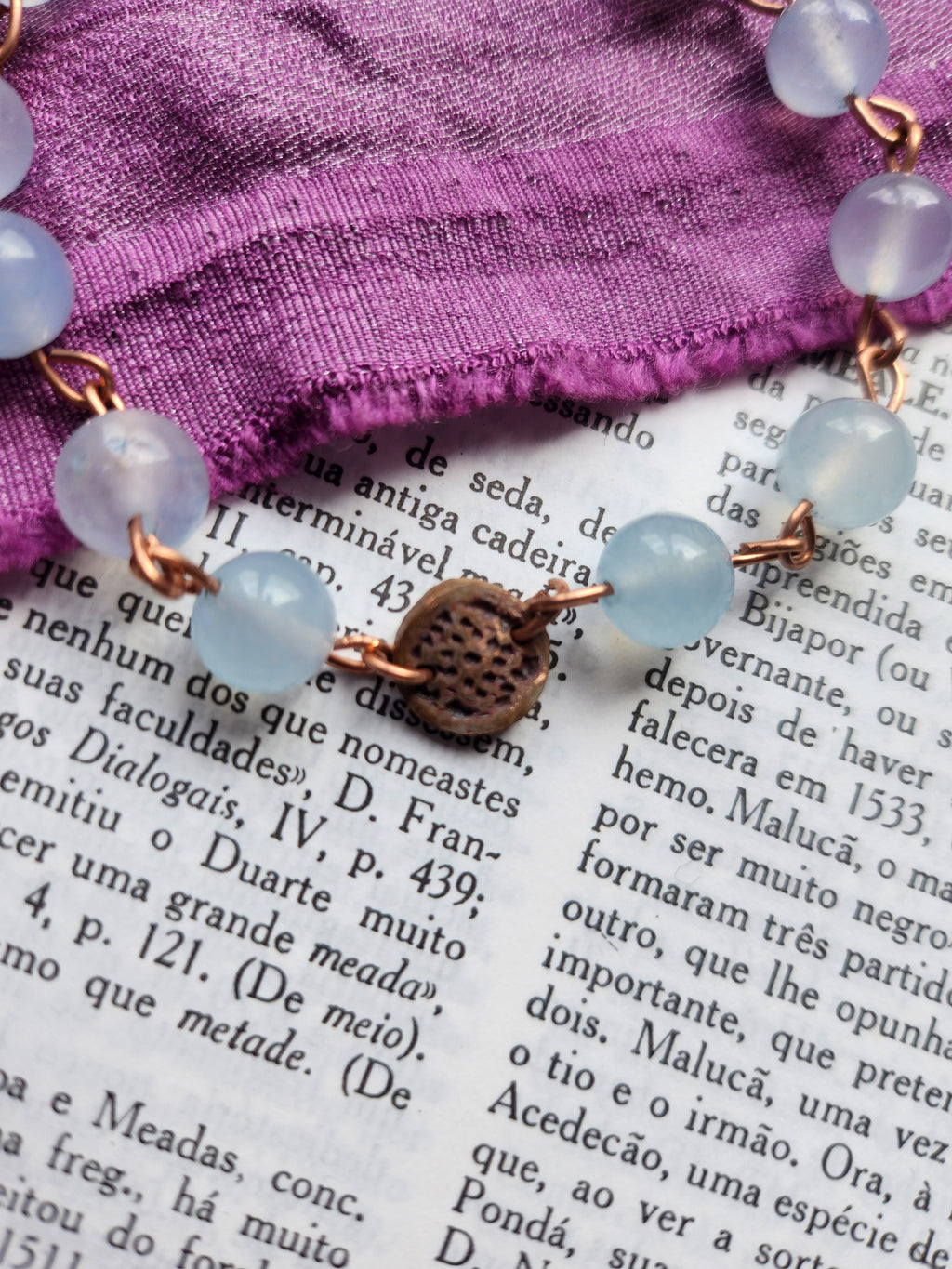 Pulseira Artesanal de Água-marinha e Cobre
